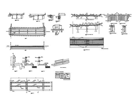 Concrete Vehicular Bridge Constructive Structure Cad Drawing Details