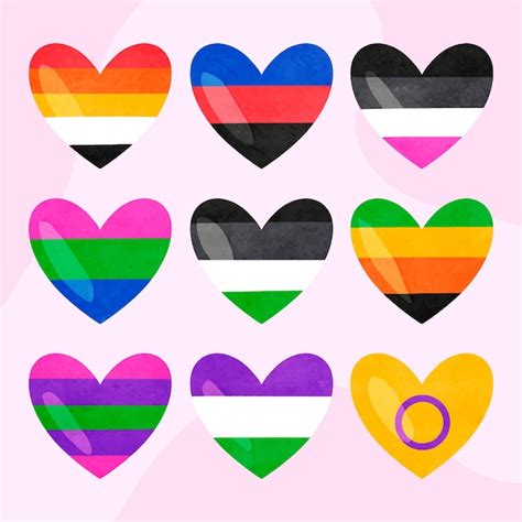 Colección de banderas lgbt del mes del orgullo en acuarela Vector Gratis