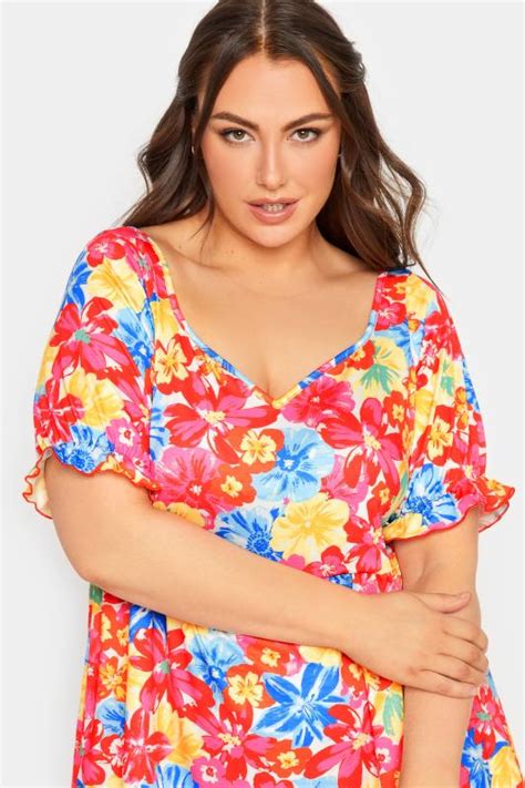 Yours Plus Size Red Floral Print Sweetheart Dress Yours Clothing