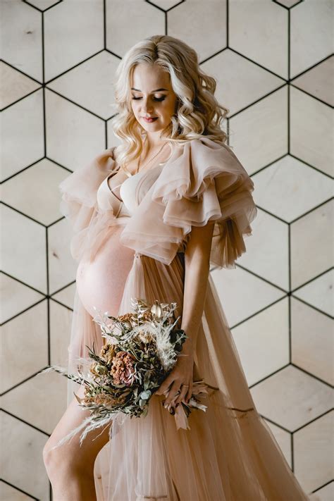 Tulle Dress Maternity Dress Maternity Photo Shoot Dress Tan Etsy