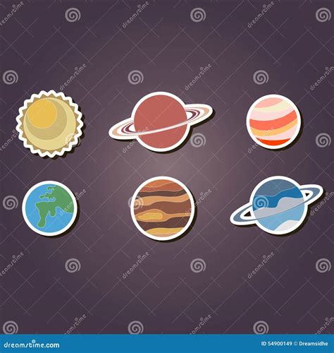 Sistema De Iconos Del Color Con Los Planetas De La Sistema Solar