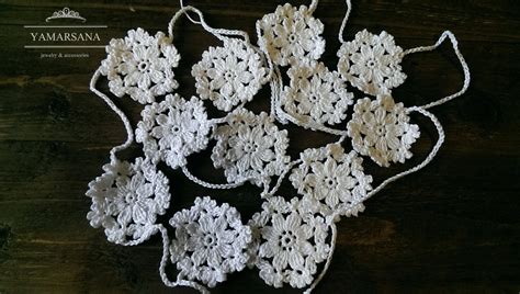 White Christmas Garland With 12 Snowflakes 100% Cotton Holiday - Etsy