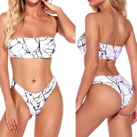 2021 Femmes Bandeau Bandage Bikini Set Push Up Maillots De Bain