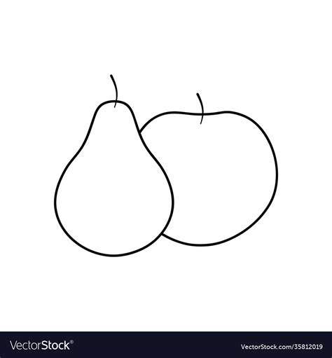 Apple And Pear Icon Line Style Royalty Free Vector Image