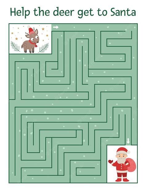 Premium Vector | Winter maze for children. preschool christmas activity.