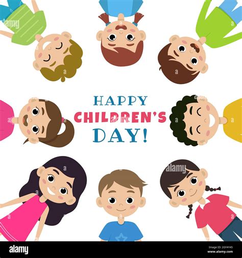 Happy World Childrens Day Poster Concept Children Smiling And