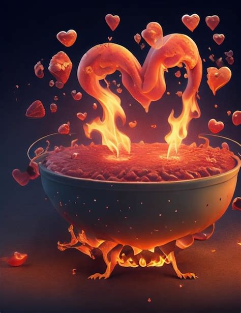 Premium Ai Image A Bowl Of Heart Shaped Fire With Hearts On The Bottom