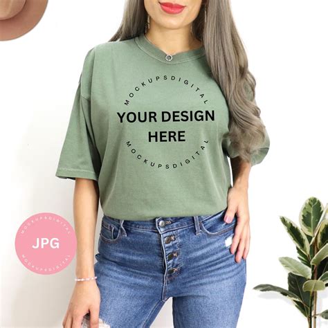 Comfort Colors C1717 Moss Mockup Green Comfort Colors Mockup Shirt