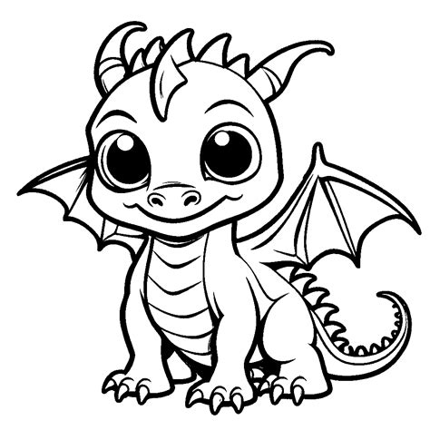 Easy baby dragon doodle coloring page Lulu Pages