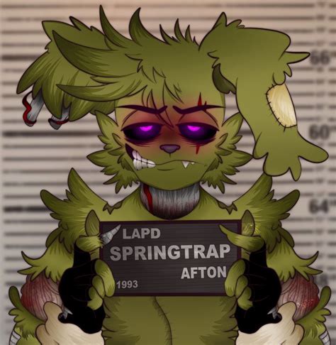 A Cartoon Character Holding A Sign That Says Lapd Springtrap Afton On It