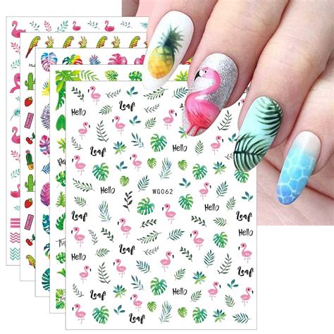 JMEOWIO Nagelsticker Regenwald Sommer 9 Blatt Nail Art Sticker