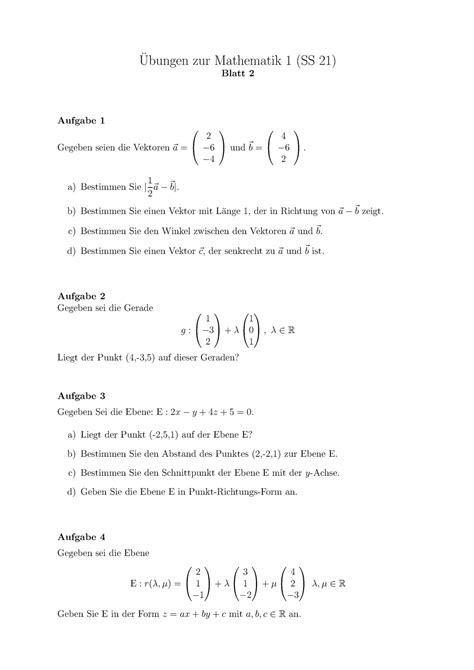 UEB2 SS21 Mathematik UEB2 Ubungen Zur Mathematik 1 SS 21 Blatt