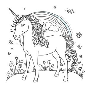 rainbow unicorn drawing - Print now for free | Drawing Ideas Easy