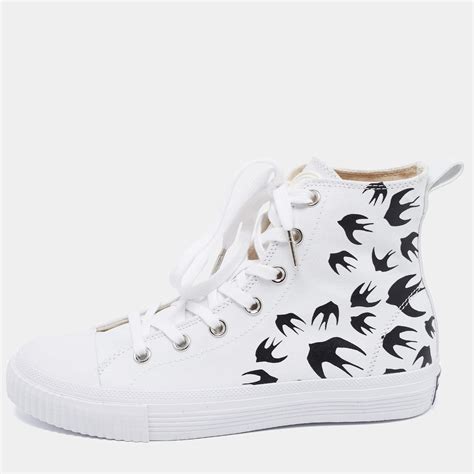 MCQ White Canvas Swallow Plimsoll High Top Sneakers Size 39 McQ By