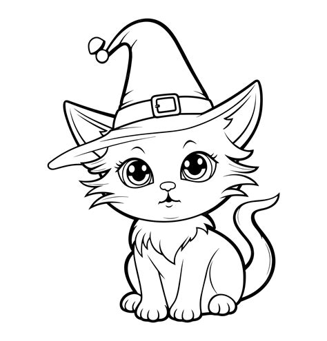 Halloween Cat And Witch Coloring Pages