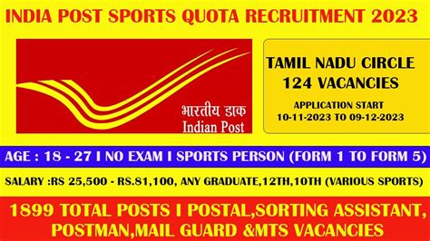 India Post Sports Quota Recruitment Notification 2023 Postalsorting