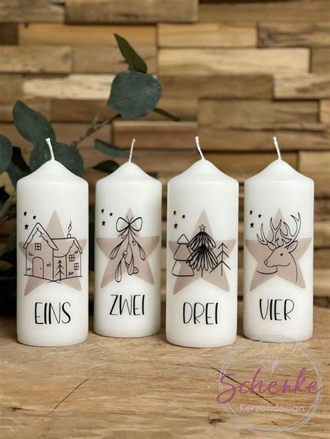 Adventskerzen Heimelig Advent Candles Painted Candles Candle Decor