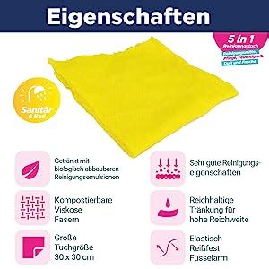 CleaningBox Feuchte 5 in 1 Kompostierbare Reinigungstücher Bad