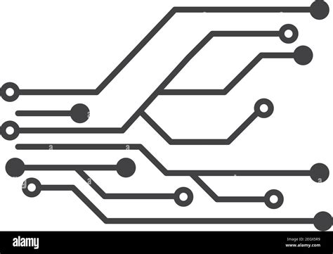 Circuit Board Line Cpu Chip Icon Logo Illustration Vector Design Stock