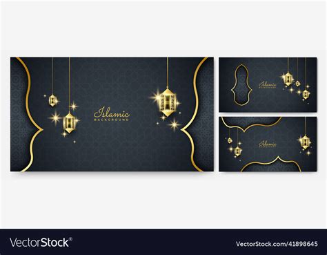 Luxury Golden Lantern Arabic Black Gold Islamic Vector Image