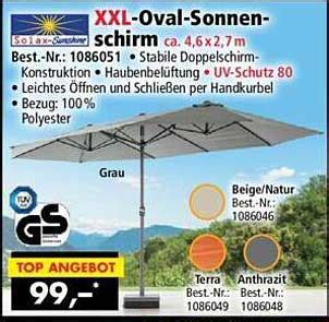 Solax Sunshine Xxl Oval Sonnenschirm Angebot Bei Norma Prospekte De