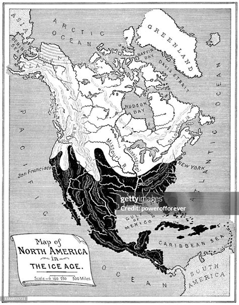 Antique Map Of The Wisconsin Glacial Episode Ice Age Extent Of