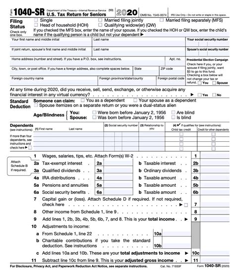 Form 1040 Sr U S Tax Return For Seniors Definition Married Filing Separately Bill Nelson Irs