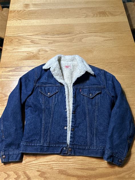 70 Vintage Levis Sherpa Lined Denim Jacket 52 Butto Gem