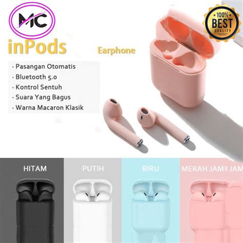 Jual Headset Bluetooth Inpods 12 Macaron Murah Warna Warni Macaron