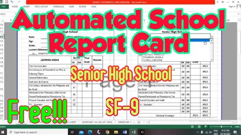 Free Automated School Report Card Shs Sf9 Youtube