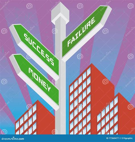 City Street Road Sign To Success And Failure Stock Vector