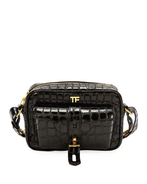 Tom Ford Leather Embossed Croc Camera Crossbody Bag In Black Lyst