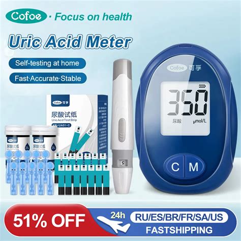 New Cofoe Uric Acid Monitor With Test Strips Lancets Kit Diabetes Gout