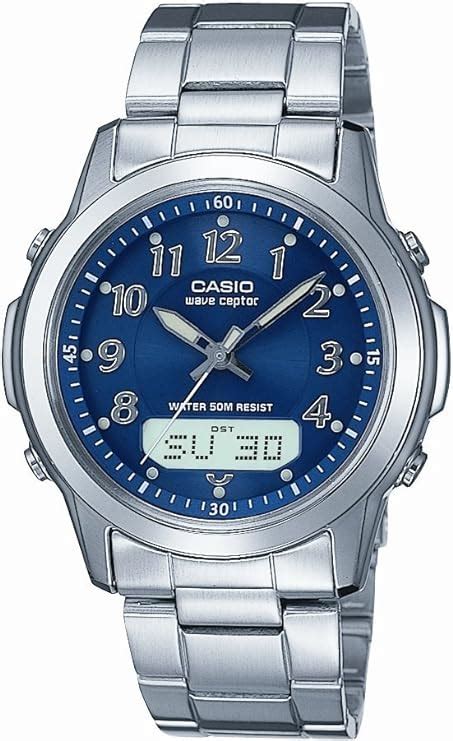 Casio Men S Quartz Wave Ceptor Watch With Blue Dial Analogue Display