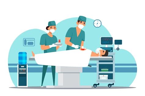 Free Vector Man Surgeon Operating Patient Nurse Assisting Doctor In