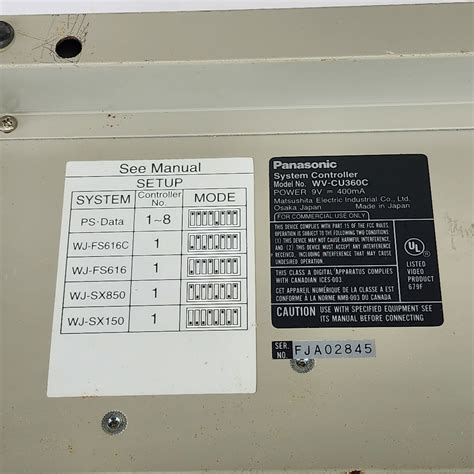 Panasonic Wv Cu C System Controller For Panasonic Dome Cameras