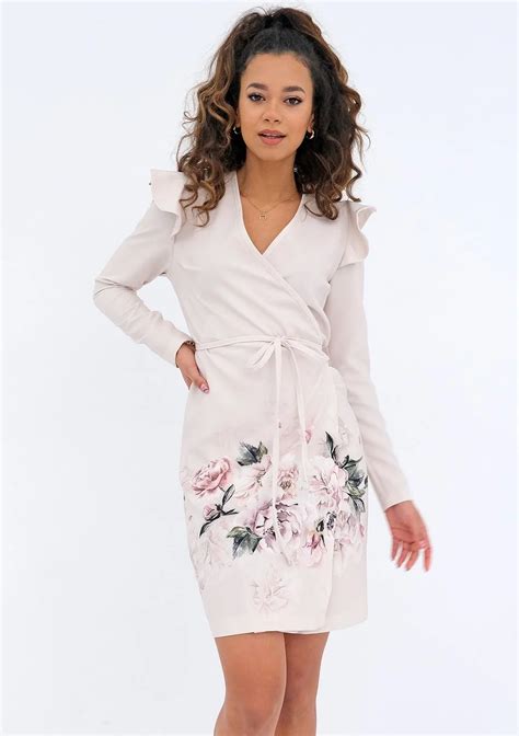 Nolita Nude Wrap Dress With A Floral Border Mosquito
