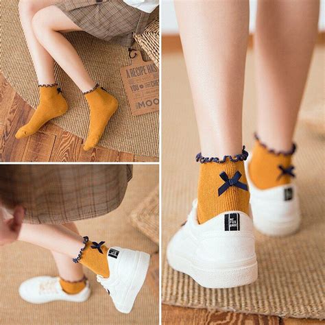 Ruffle Socks For Women Japanese Fashion Bowknot Kawaii Cute Socks