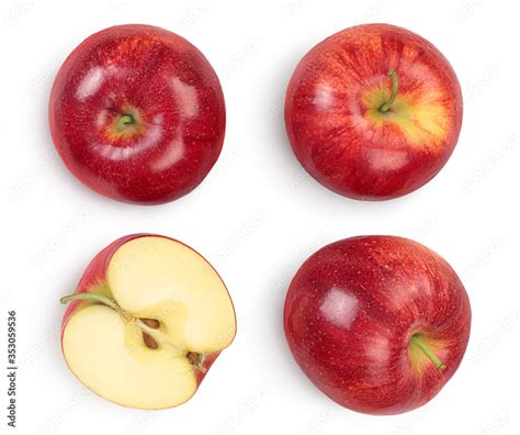 Red Apple With Half Isolated On White Background With Clipping Path And