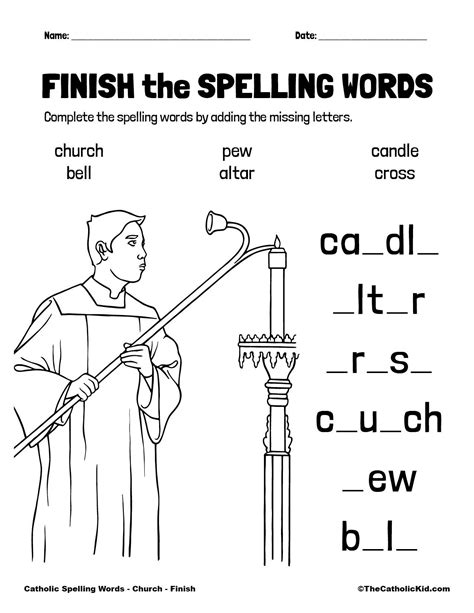 Catholic Spelling And Vocabulary Words Church Worksheets