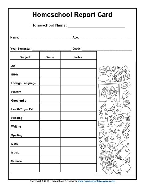 40 Editable Homeschool Report Card Templates