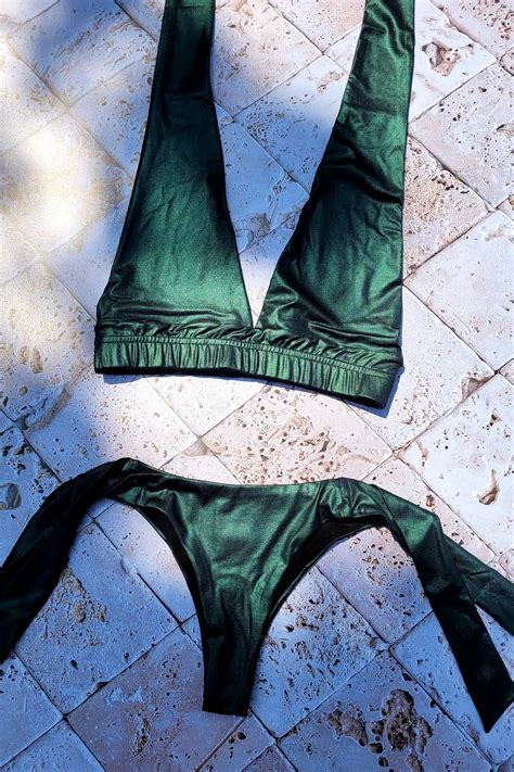 Alessia Green Bronze Top Metallic Green Bikini Bra