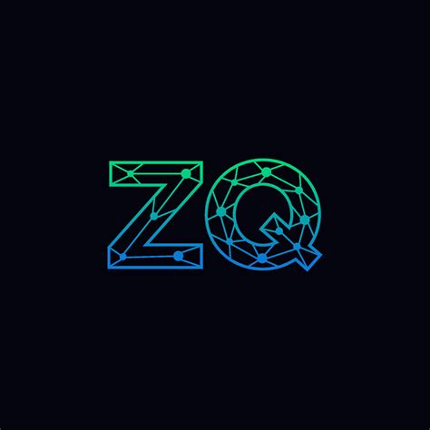 Abstract Letter ZQ Logo Design With Line Dot Connection For Technology