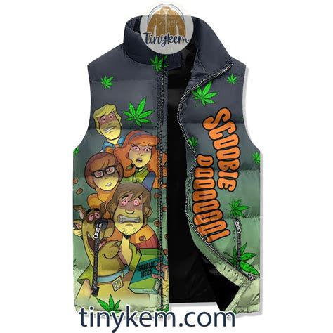 Funny Weed Scooby Doo Puffer Sleeveless Jacket - Tinykem