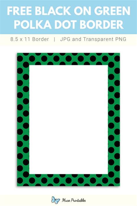 Free Printable Black On Green Polka Dot Border Green Polka Dot Note