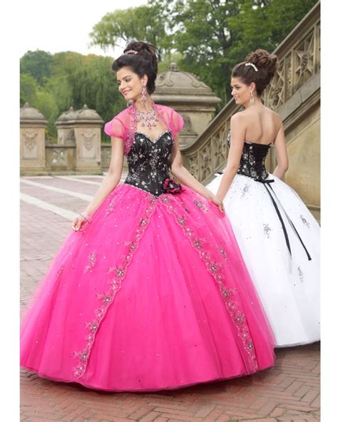 Fuchsia And Black Ball Gown Strapless Sweetheart Full Length