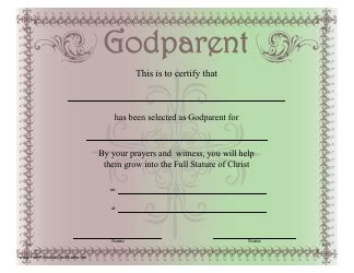 Godparents Certificate Templates PDF. download Fill and print for free ...