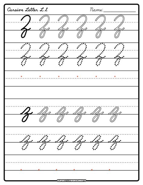 Cursive Z Superstar Worksheets