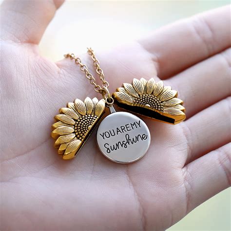 Sunflower Necklaces For Women Stainless Steel Open Locket You Are My