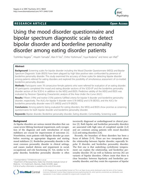 Pdf Using The Mood Disorder Questionnaire And Bipolar Spectrum